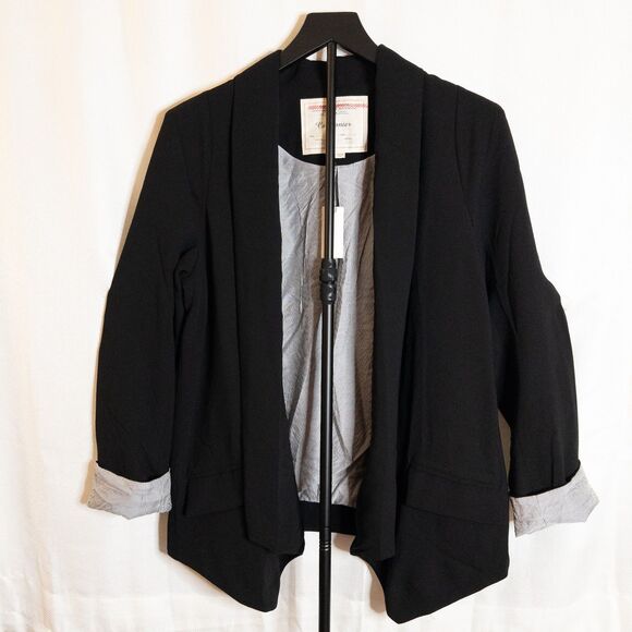 Anthropologie Cartonnier Black Blazer Jacket Draped Open- Front Size Medium NWT - Picture 2 of 13